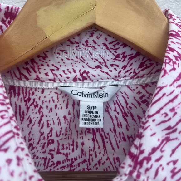 Calvin Klein Patterned Button Down Long Sleeve Collared Shirts - Pink and Black - Picture 10 of 13